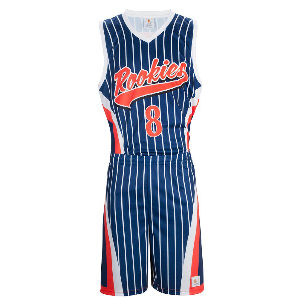 red and blue basketball shorts uniform