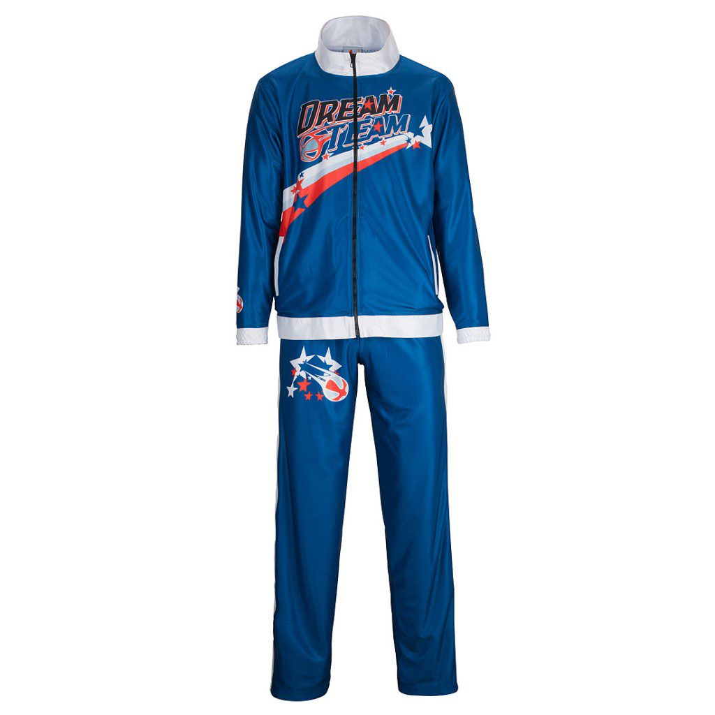 Blue and white full sleeves basketball uniform